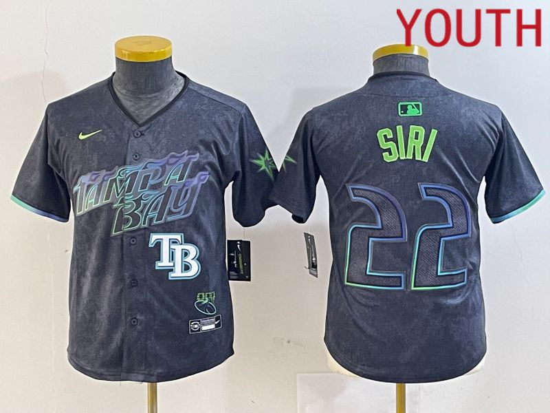 Youth Tampa Bay Rays #22 Siri Black City Edition Nike 2024 MLB Jersey style 4->youth mlb jersey->Youth Jersey